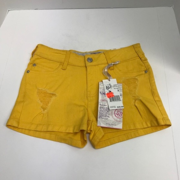 Yellow Short Shorts Distressed Junior's Soho Babe - Picture 1 of 2